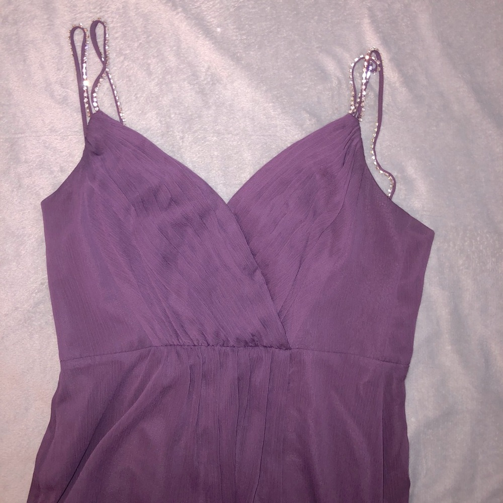 david’s bridal full gown diamond strap leg slit